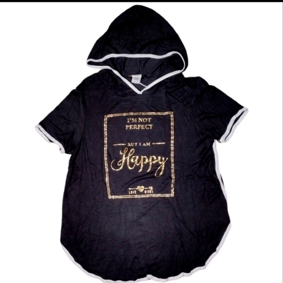 I'M Not Perfect But I Am Happy Hooded Jersey NWOT - Picture 1 of 3